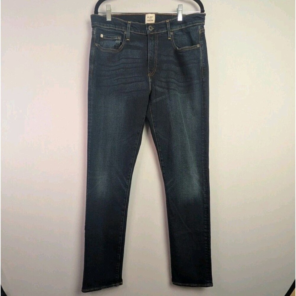 Flint & Tinder Jeans Mens 34x32 Stretch Denim Slim Fit Vintage Overdye Made USA